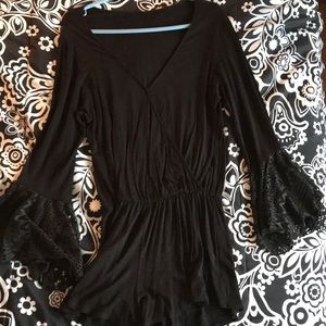 Black romper with flare sleeves